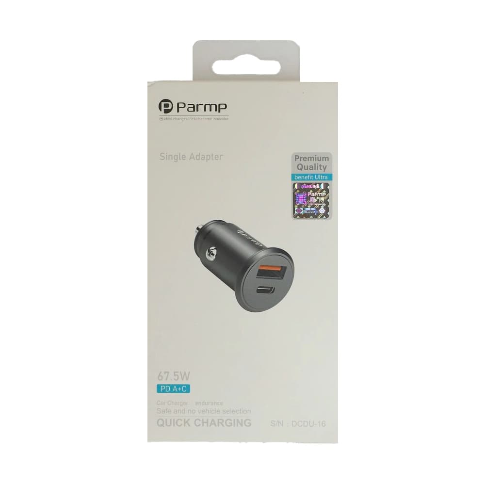 شارژر فندکی 67.5 وات پارمپ مدل Parmp DCDU-16 | شارژ سریع PD و QC با دو پورت USB-C و USB-A — تصویر ۲