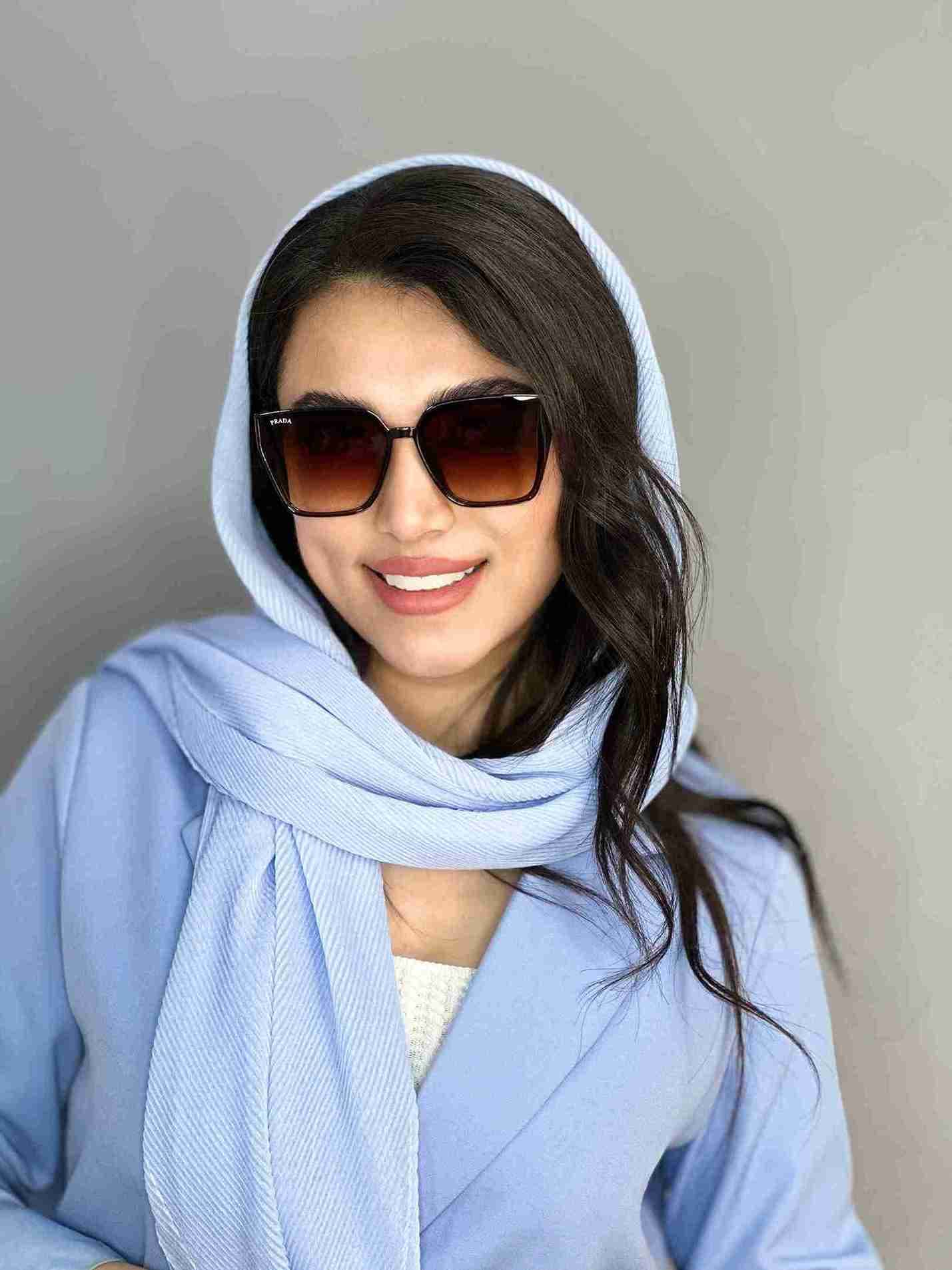 عینک افتابی زنانه prada پرادا سری جدید قهوه ای مربعی یووی۴۰۰