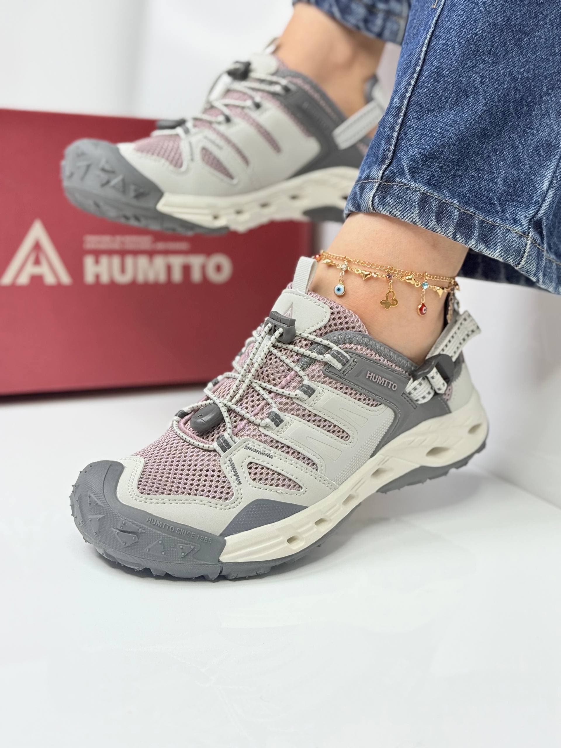 صندل طبیعت گردی هامتو خاکستری صورتی Hamto gray pink Hiking Sandals — تصویر ۲