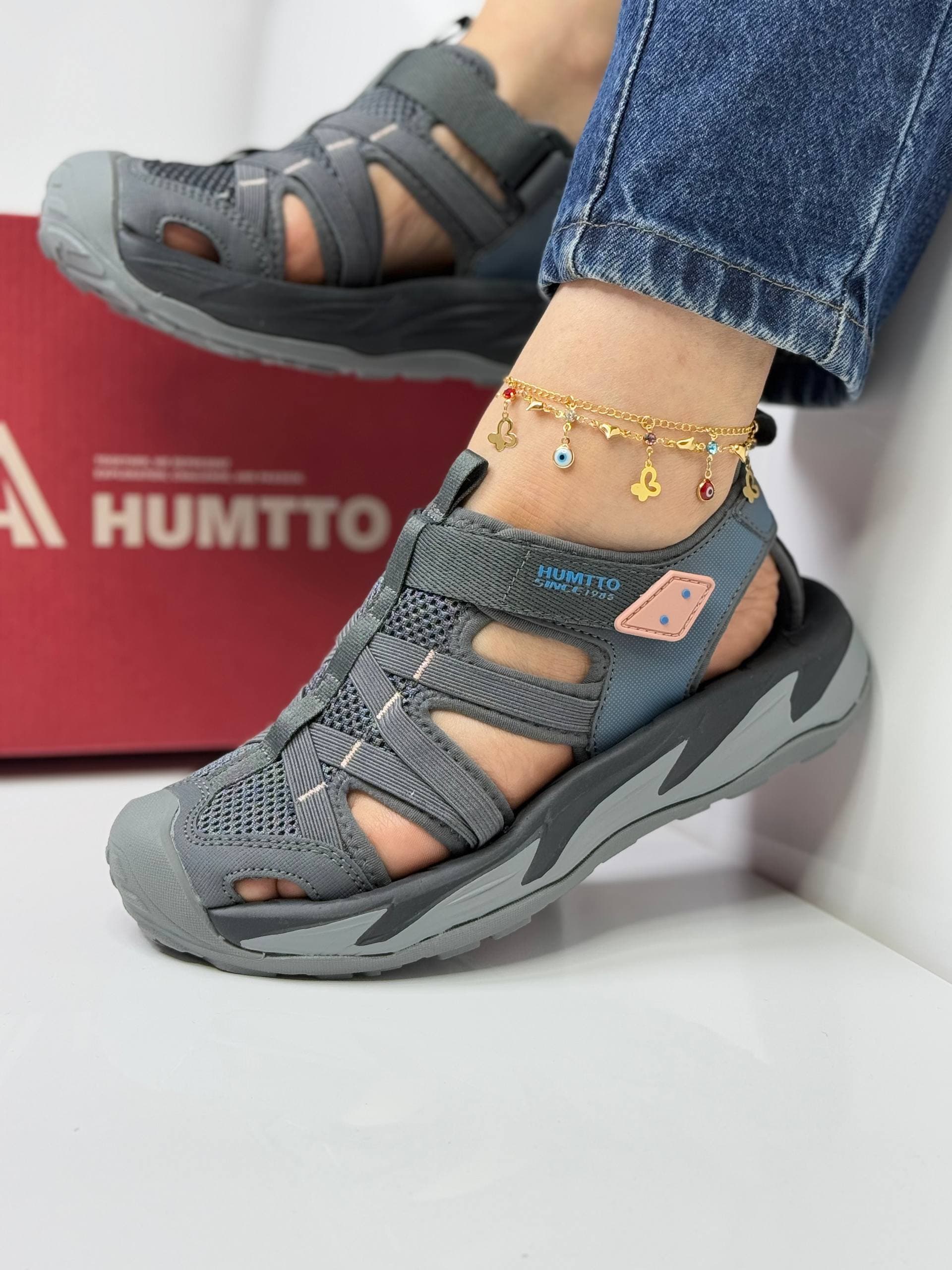 صندل پیاده روی هامتو زنانه خاکستری آبی Gray blue Hamto Women’s Walking Sandals — تصویر ۳