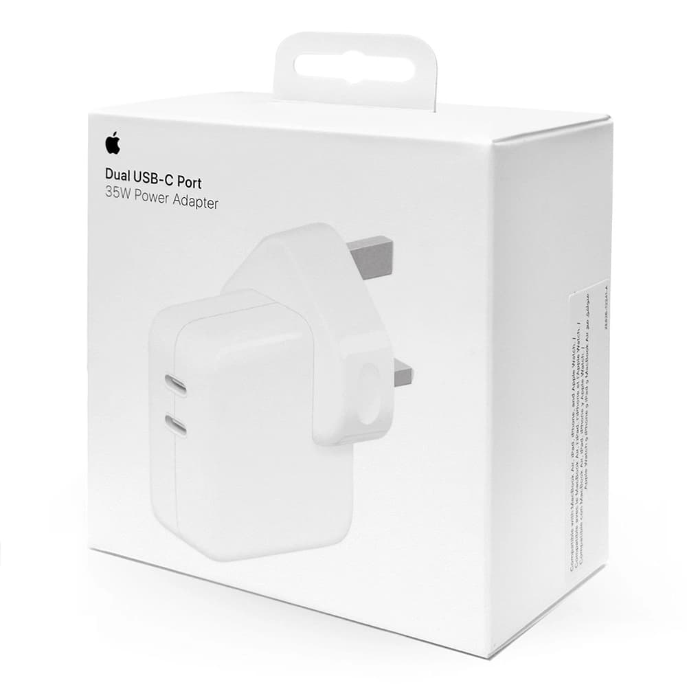 آداپتور ۳۵ وات اپل اورجینال شرکتی | شارژر USB-C دو پورت مناسب آیفون، آیپد و مک بوک — تصویر ۳