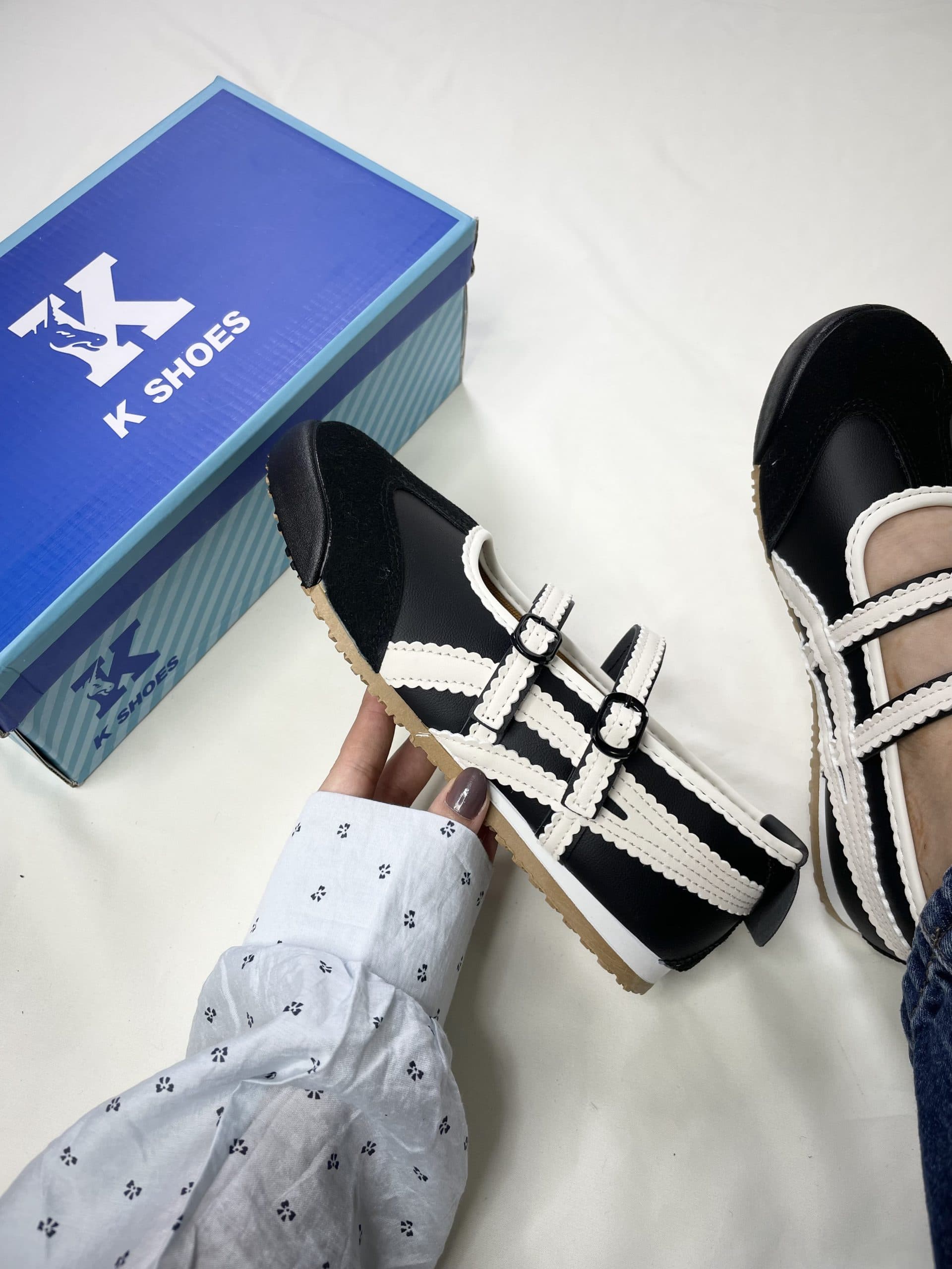 کتونی اسیکس بالرین کرم مشکی asics ballerina creem black sneakers — تصویر ۵