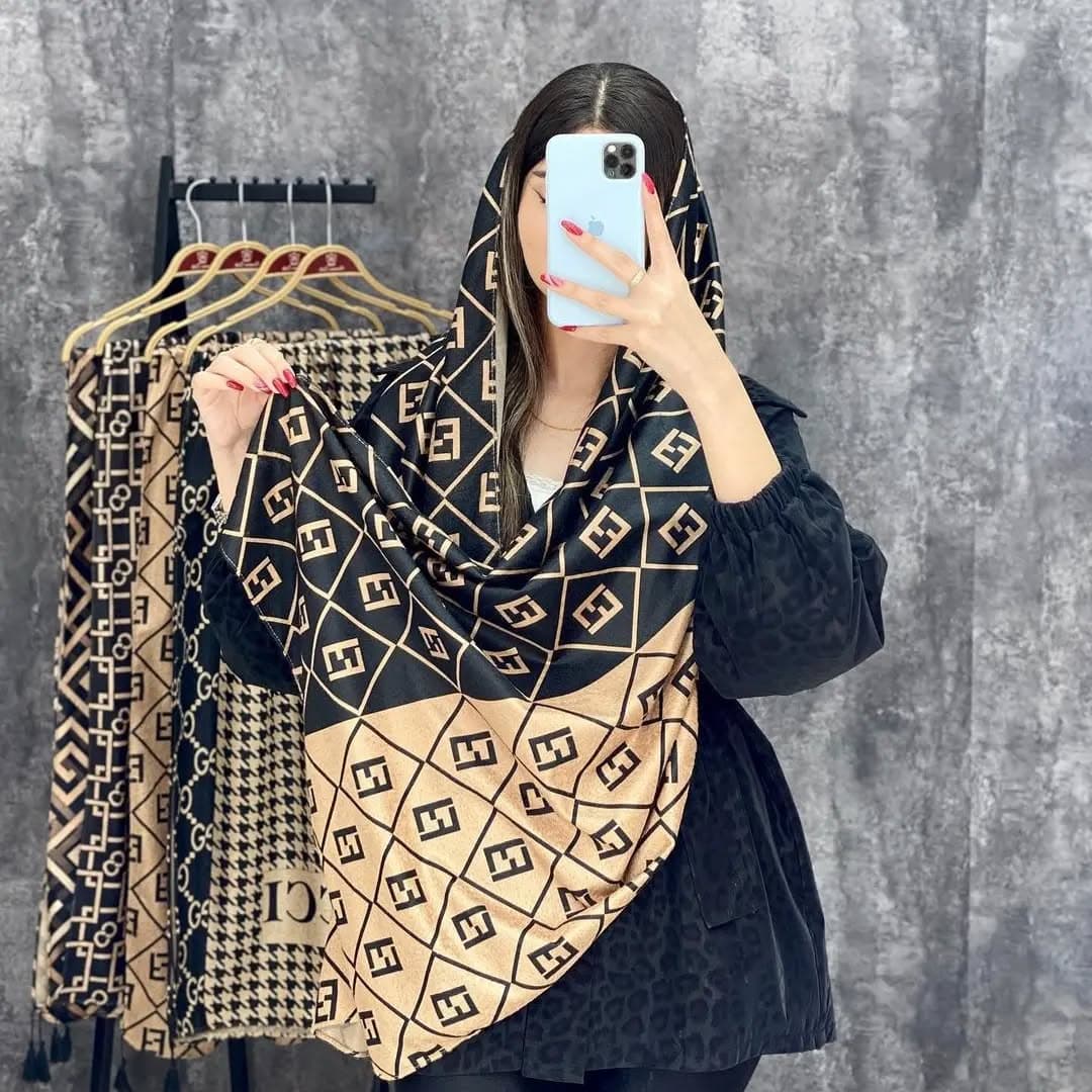 شال موهر مخمل مشکی – کد 44 — تصویر ۵