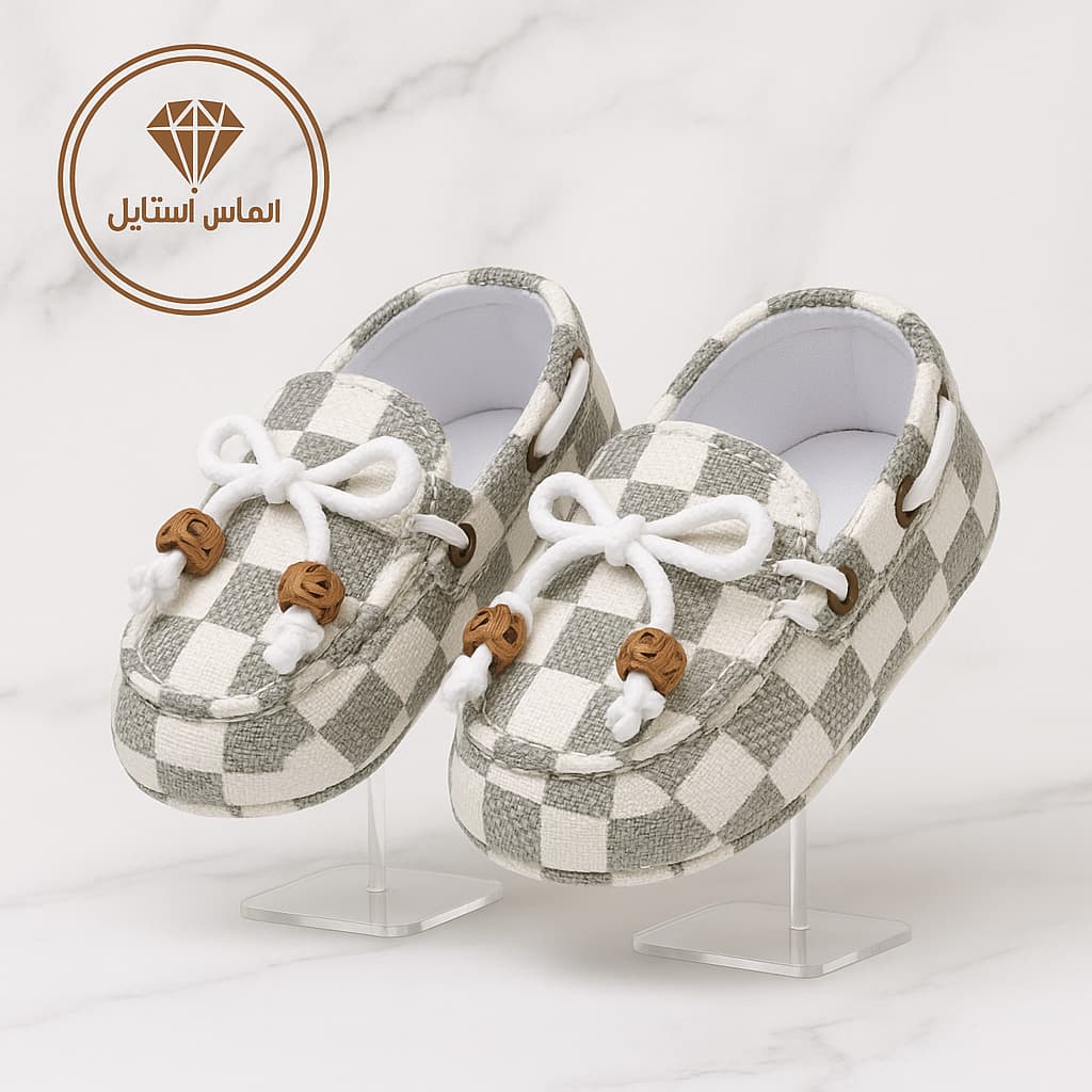 پاپوش اسپرت نوزادی چهارخانه وارداتی | سبک، نرم و مناسب استایل روزمره