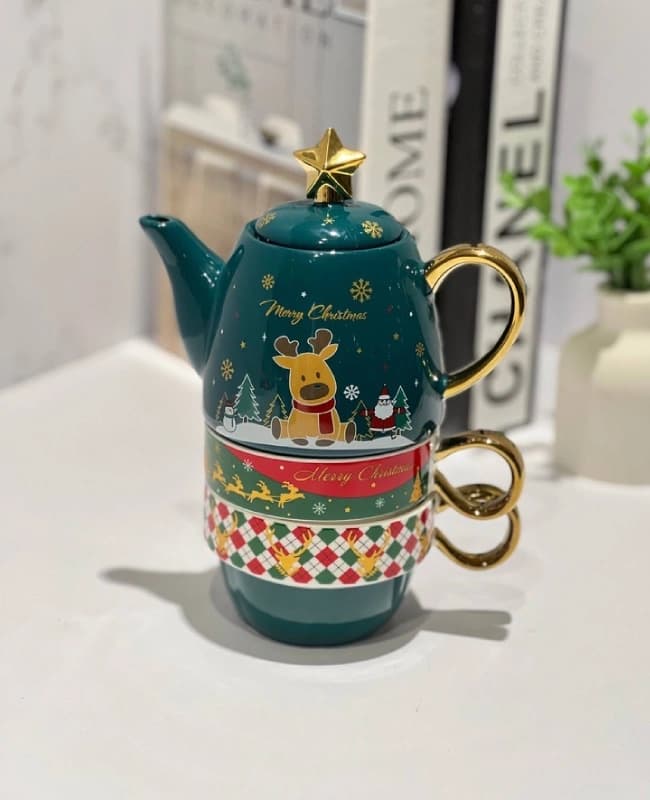 ست چایخوری 4 پارچه کریسمسی کد KIT-1229