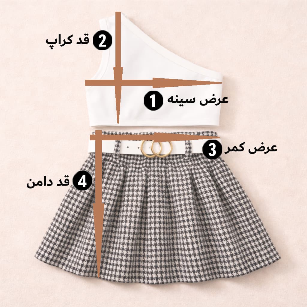 ست بلوز و دامن دخترانه کمربنددار وارداتی | استایل شیک مهمانی کودک — تصویر ۳