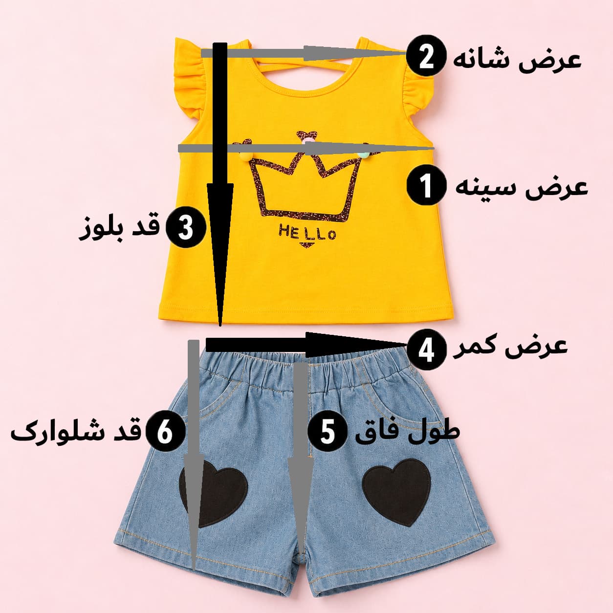 ست تاپ شلوارک دخترانه جین وارداتی | لباس کودک مناسب بهار و تابستان — تصویر ۳