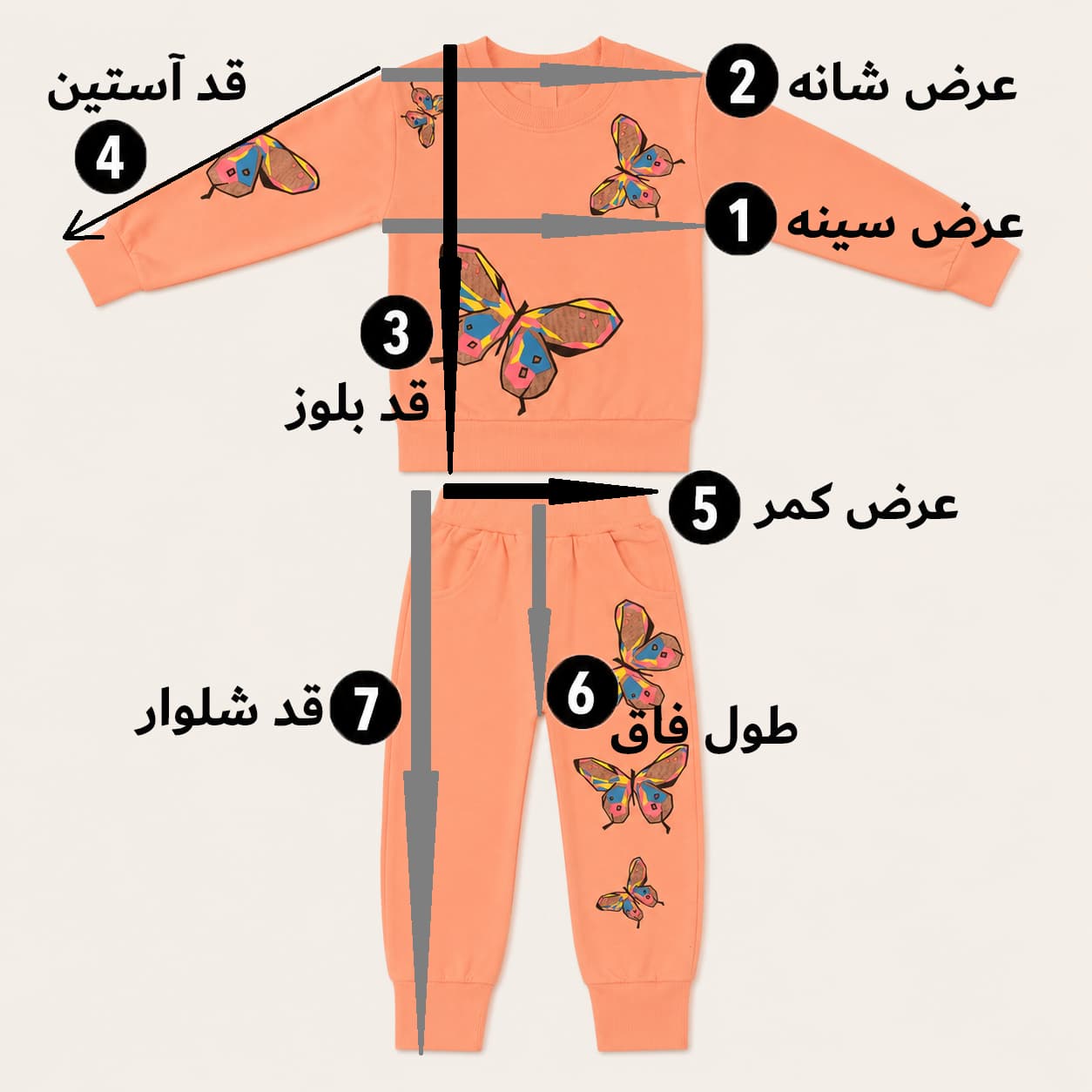 ست دورس دخترانه پروانه‌ای وارداتی | لباس پاییزه نرم کودک از الماس استایل — تصویر ۴