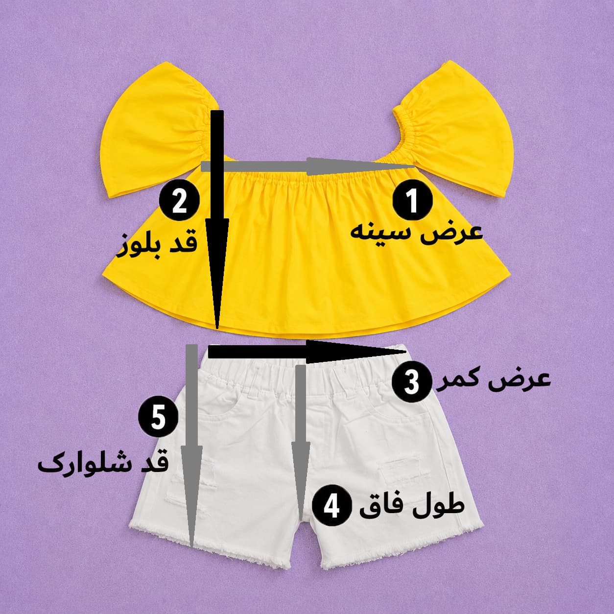 ست شلوارک دخترانه کودک وارداتی | بلوز تابستانی خنک + هدبند — تصویر ۳