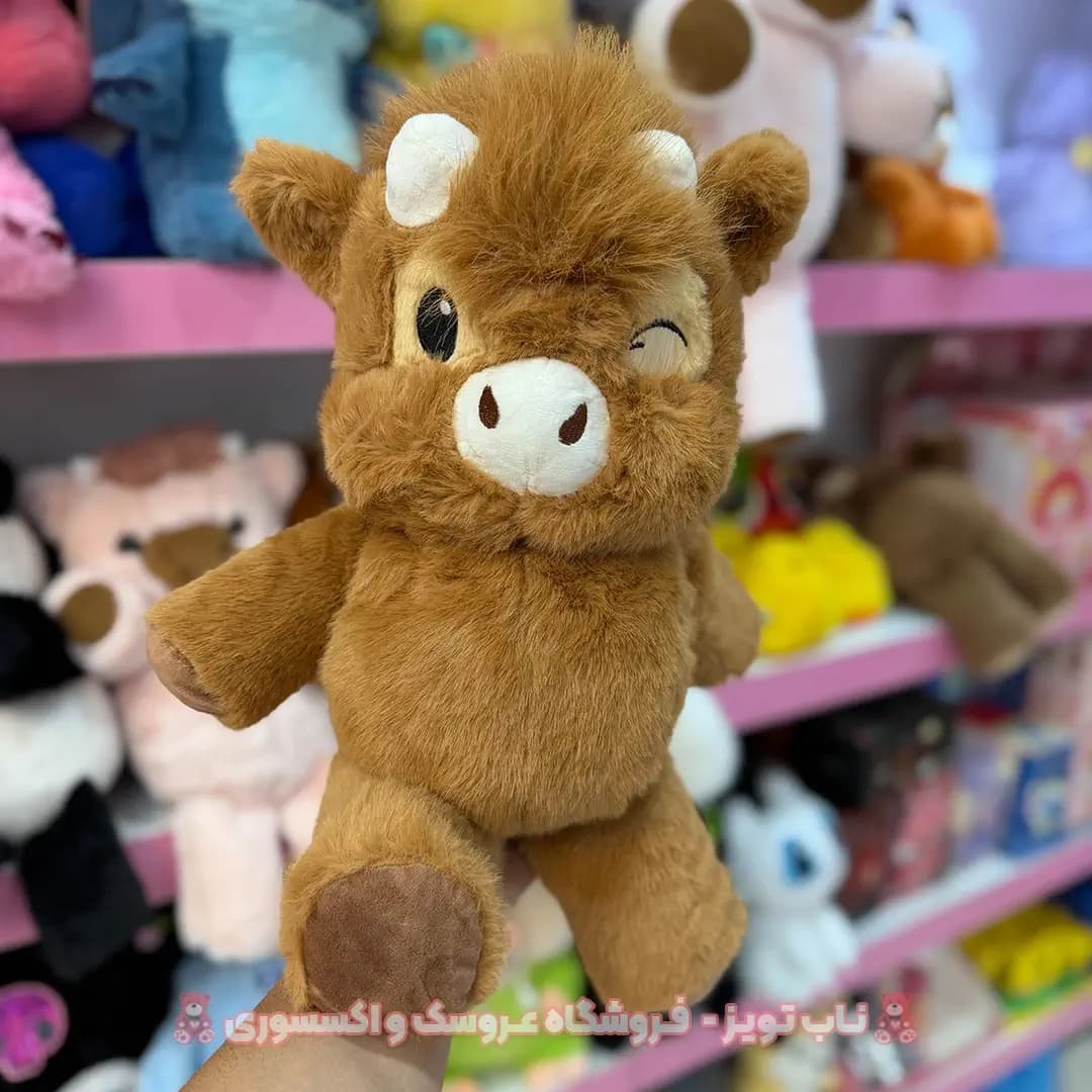 عروسک گاو دونده چشمک زن قهوه ای اورجینال 60 سانت — تصویر ۲