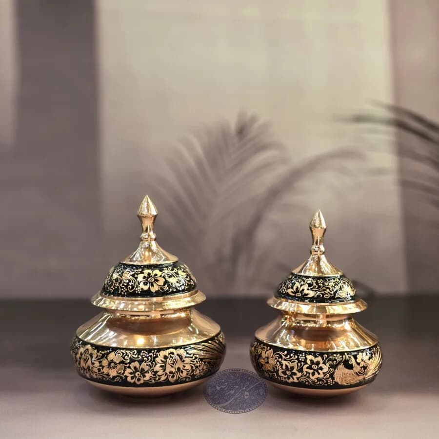 قندان دخلی بزرگ مس و تراش کاظمی — تصویر ۲