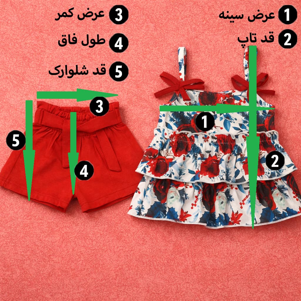ست تاپ شلوارک دخترانه وارداتی | لباس تابستانی خنک و شیک کودک — تصویر ۵