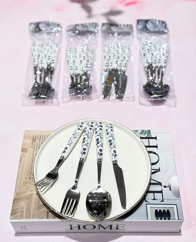 قاشق و چنگال دسته پرسلن وارداتی کد kit -1566 — تصویر ۳