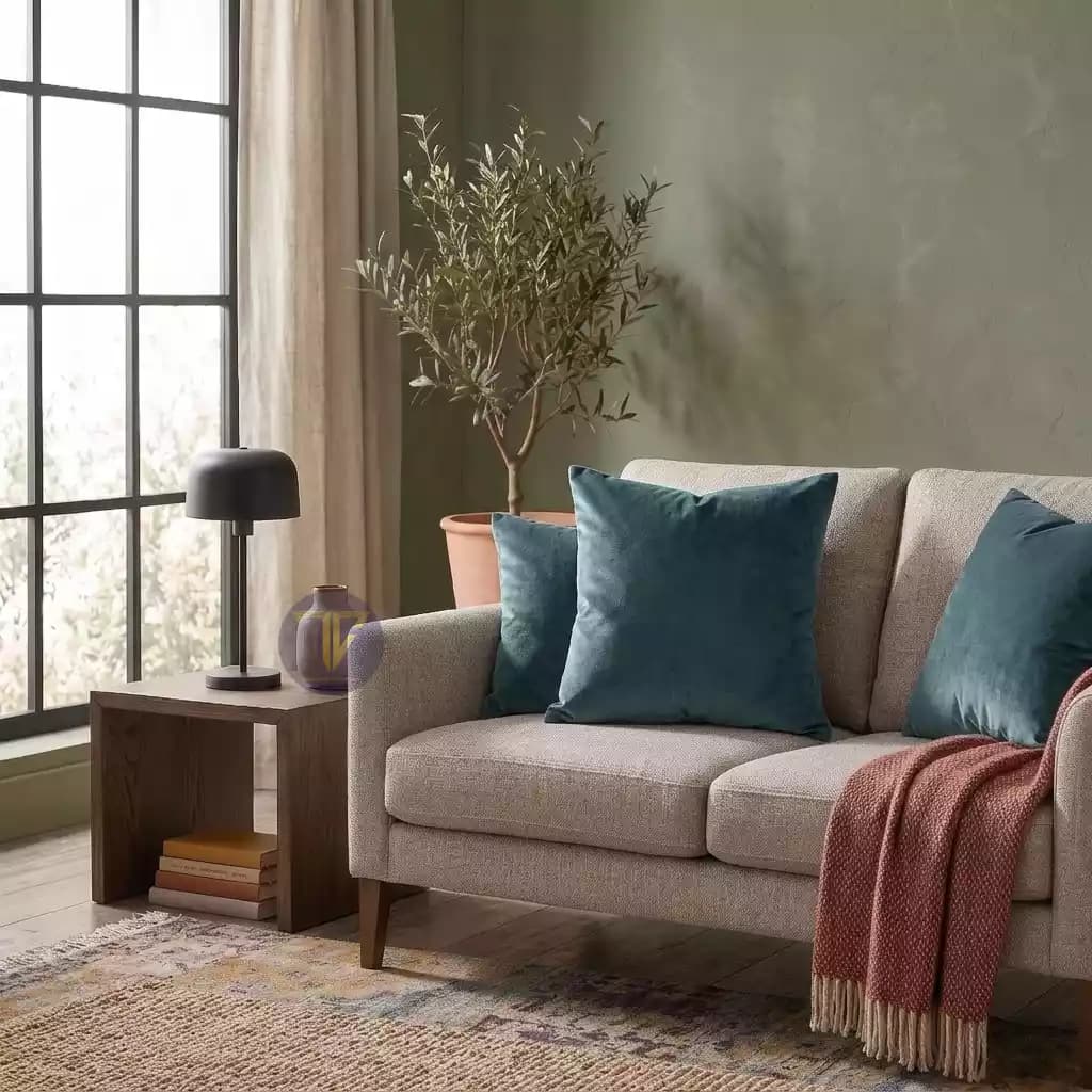 کوسن مخمل 50-50 آبی خاکستری