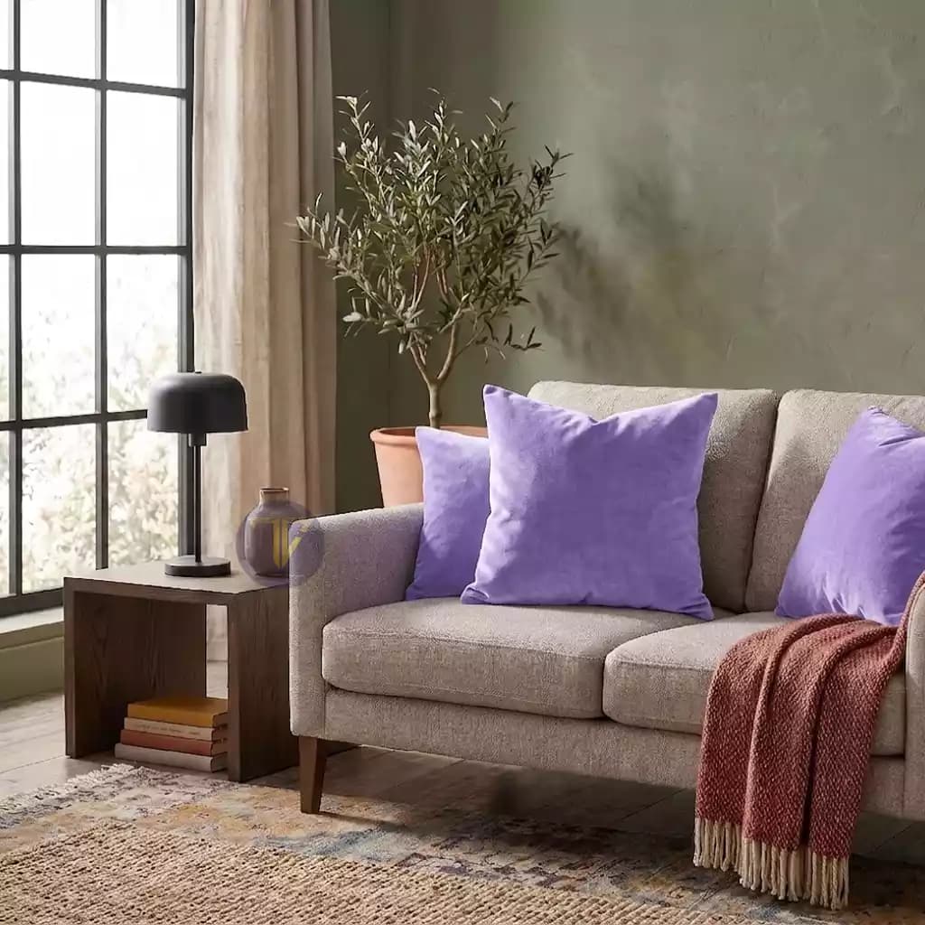 کوسن مخمل 50–50 بنفش روشن