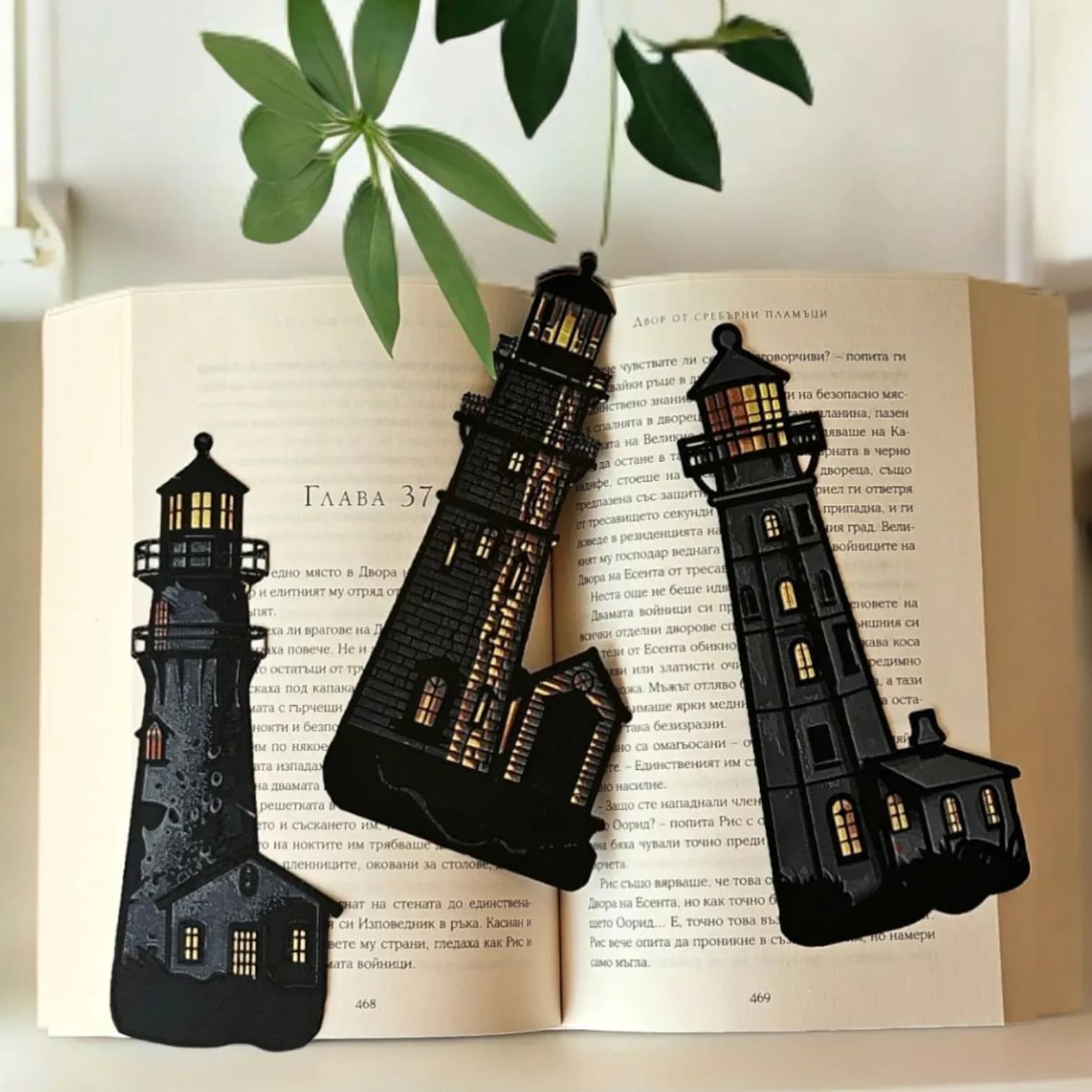 بوکمارک فانوس دریایی شبانه – نشانگر کتاب طرح Lighthouse — تصویر ۲