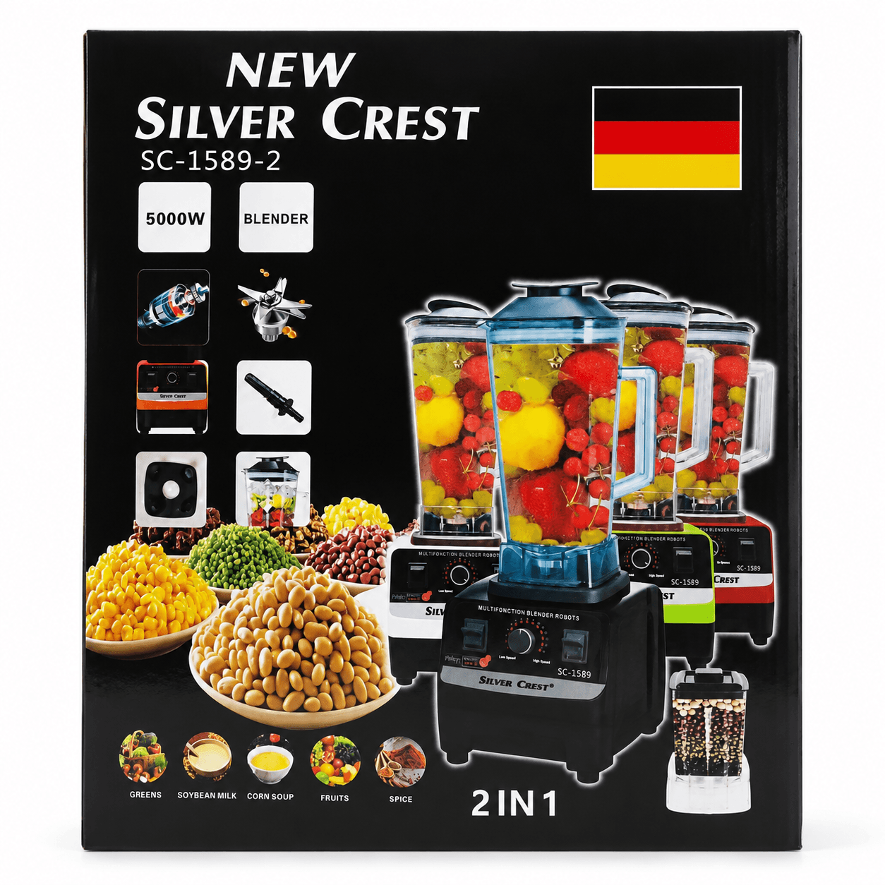 مخلوط‌کن نیمه صنعتی سیلور کرست (Silver Crest) مدل SC-1589-2 – قدرت ۵۰۰۰ وات