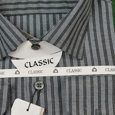 پیراهن مردانه سایز بزرگ XXL راه دار ریز زغال سنگی 2005552 — تصویر ۳