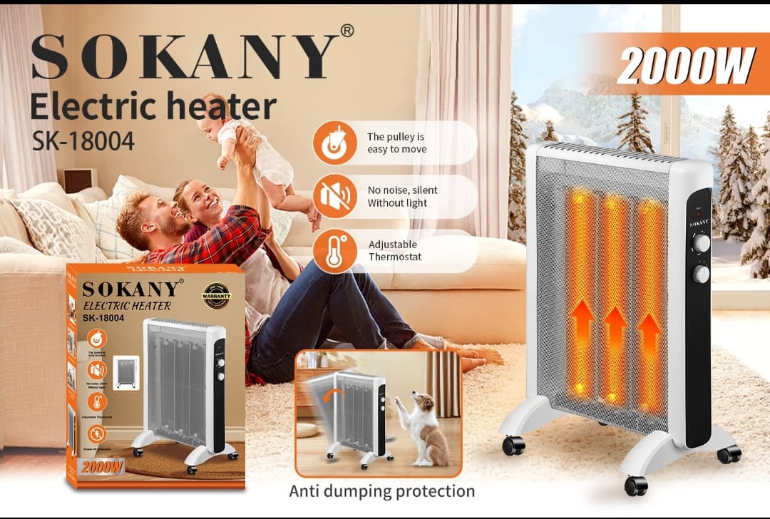 🔥 شوفاژ برقی سوکانی SOKANY مدل SK-18004 | بخاری برقی 2000 وات کم‌صدا