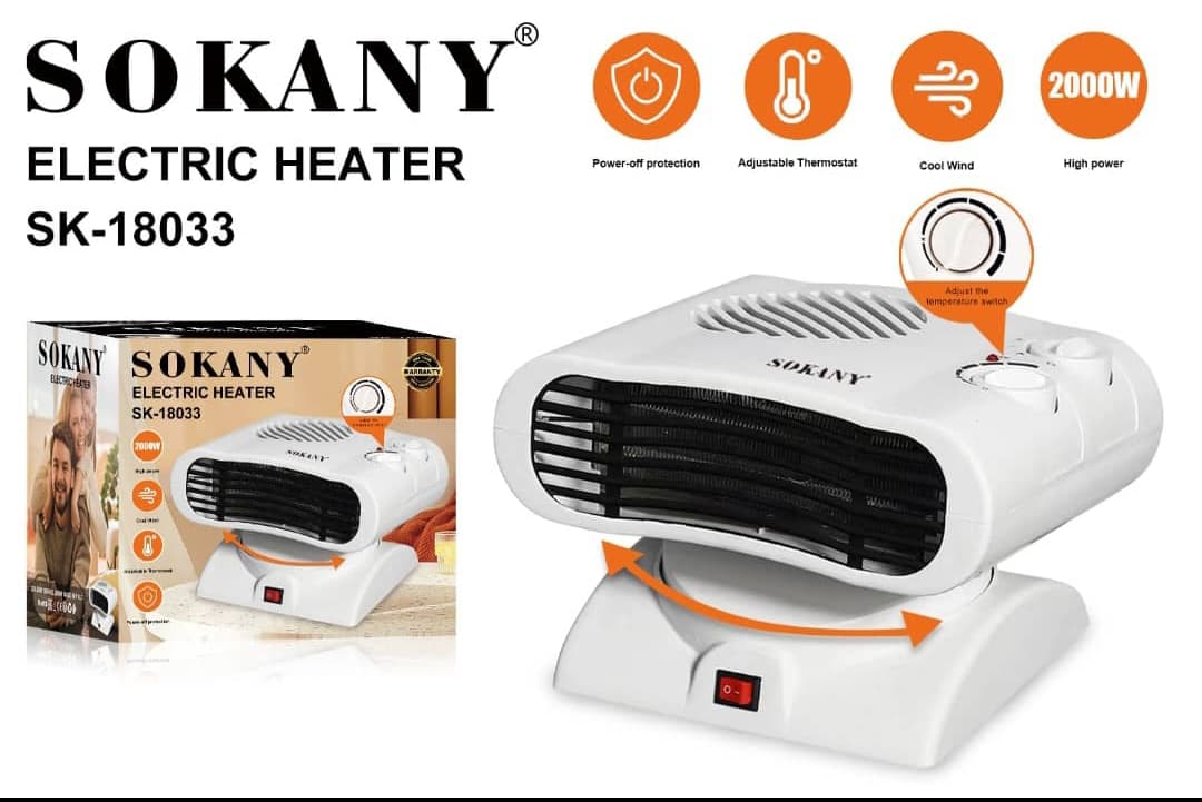هیتر و بخاری برقی سوکانی مدل Sokany SK-18033 | توان 2000 وات با ترموستات قابل تنظیم
