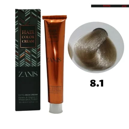 رنگ مو زانیس (ZANIS) سری دودی کد 8.1 بلوند دودی روشن
