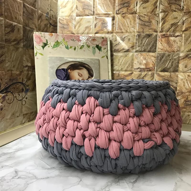 سبد تریکو بافی دایره ای مدل بارانی — تصویر ۳