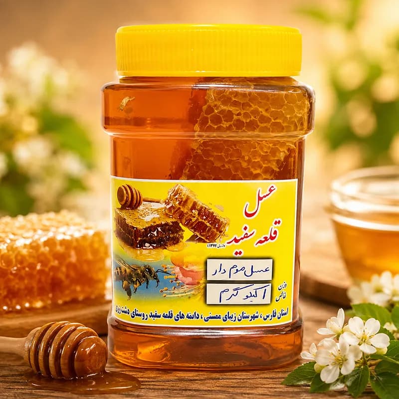 عسل چهل گیاه با موم یک کیلوگرمی