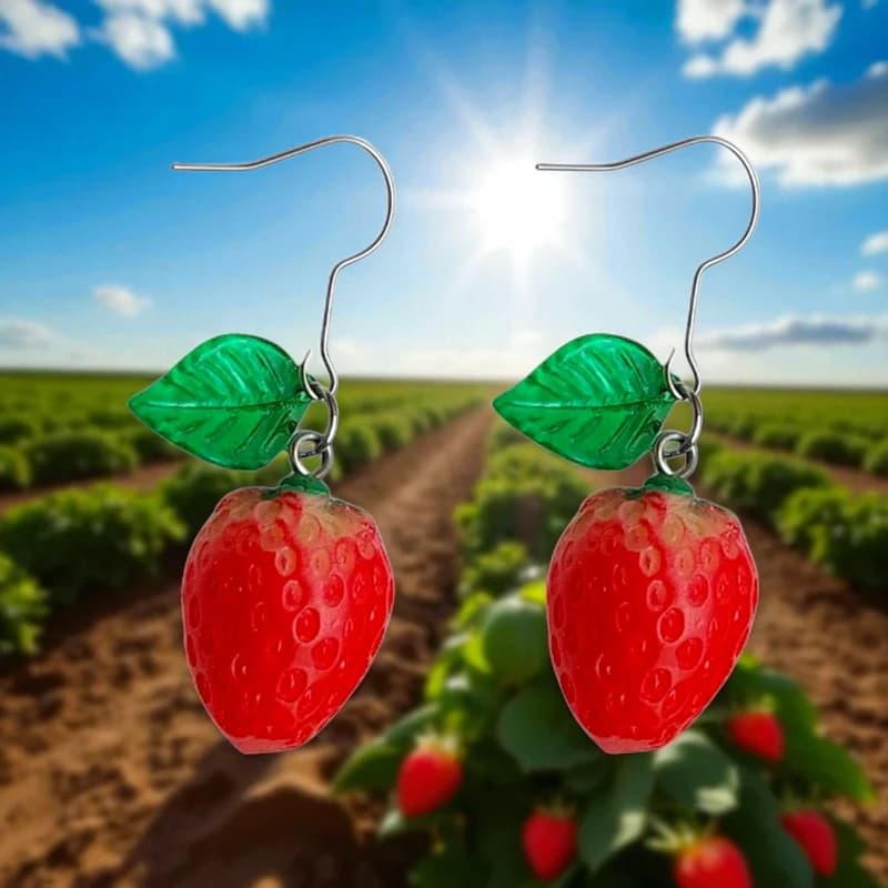 گوشواره توت فرنگی مدل 001 — تصویر ۲