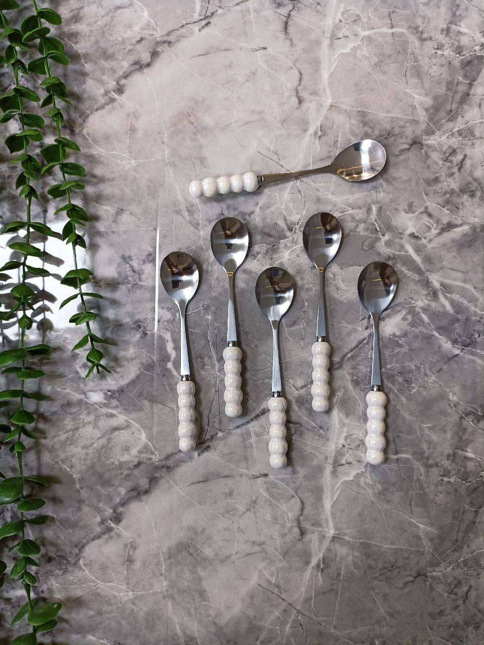 فاشق چای خوری دسته مرواریدی هفت رنگ