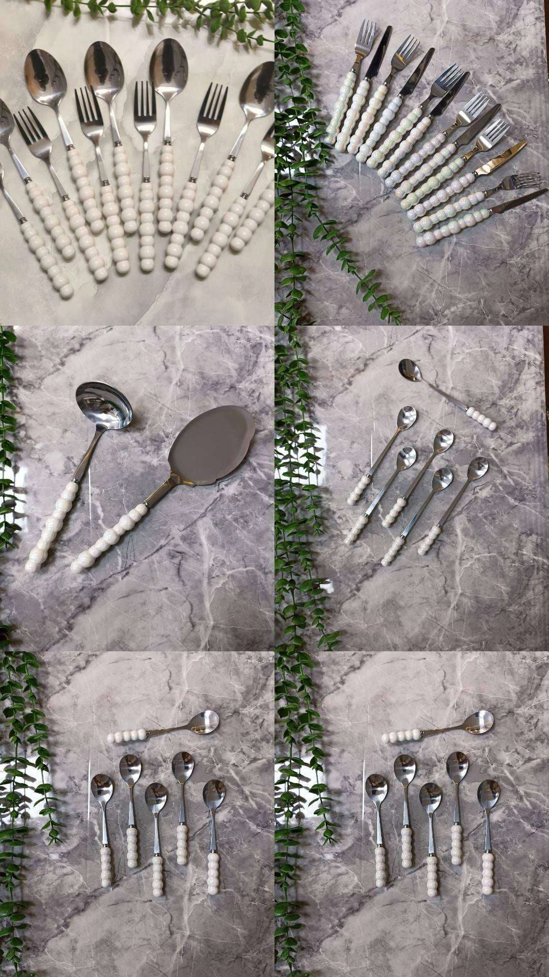 پک جهزیه قاشق چنگال دسته مرواریدی دکواک