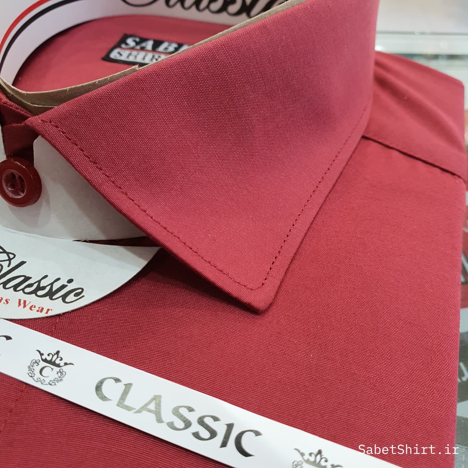 پیراهن ساده زرشکی 1101 — تصویر ۳