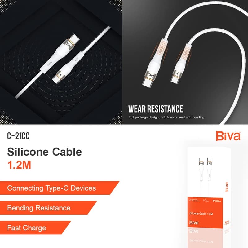 کابل تبدیل USB-C به لایتنینگ بیوا مدل C-21CL طول 1.2 متر — تصویر ۳