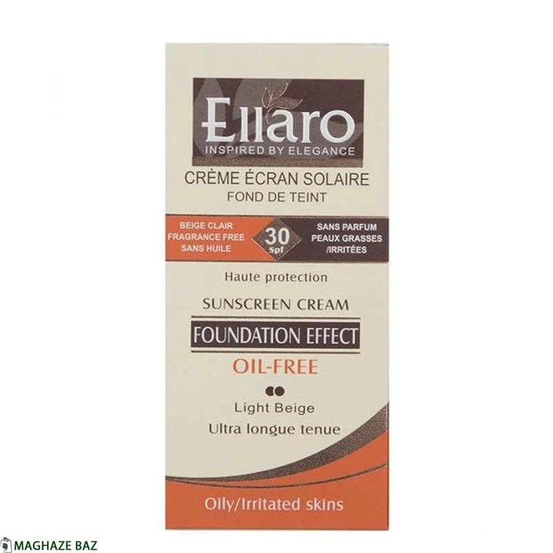کرم ضد افتاب فاقد چربی الارو سری Foundation Effect Spf30 مدل High Protection رنگ بژ روشن حجم 40 میلی‌‌ لیتر — تصویر ۳