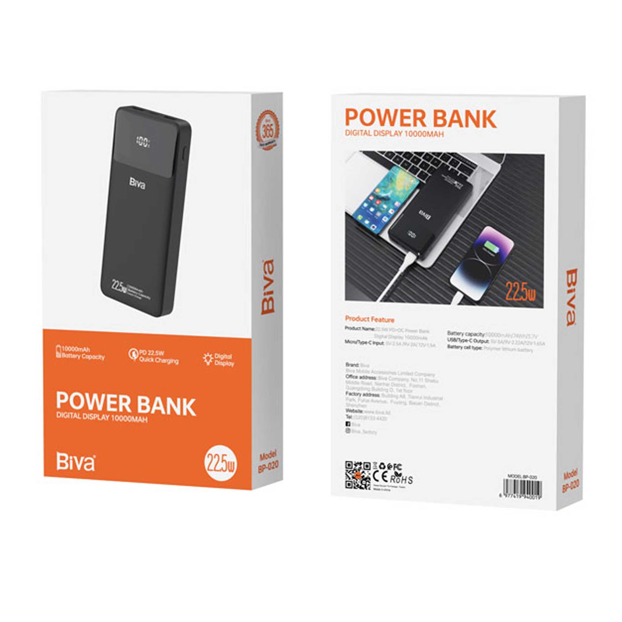 پاور بانک بیوا مدل BP-020 ظرفیت ۱۰۰۰۰ میلی آمپر ساعت — تصویر ۲