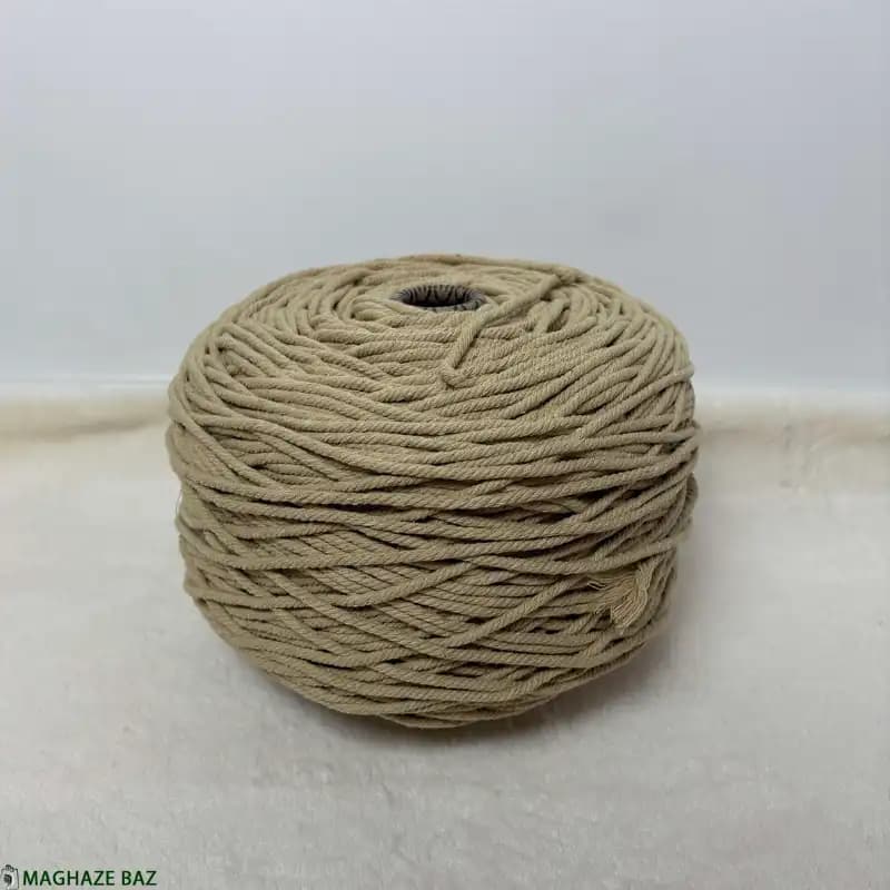نخ مکرومه رنگ کرم قهوه ای 250 گرمی — تصویر ۳