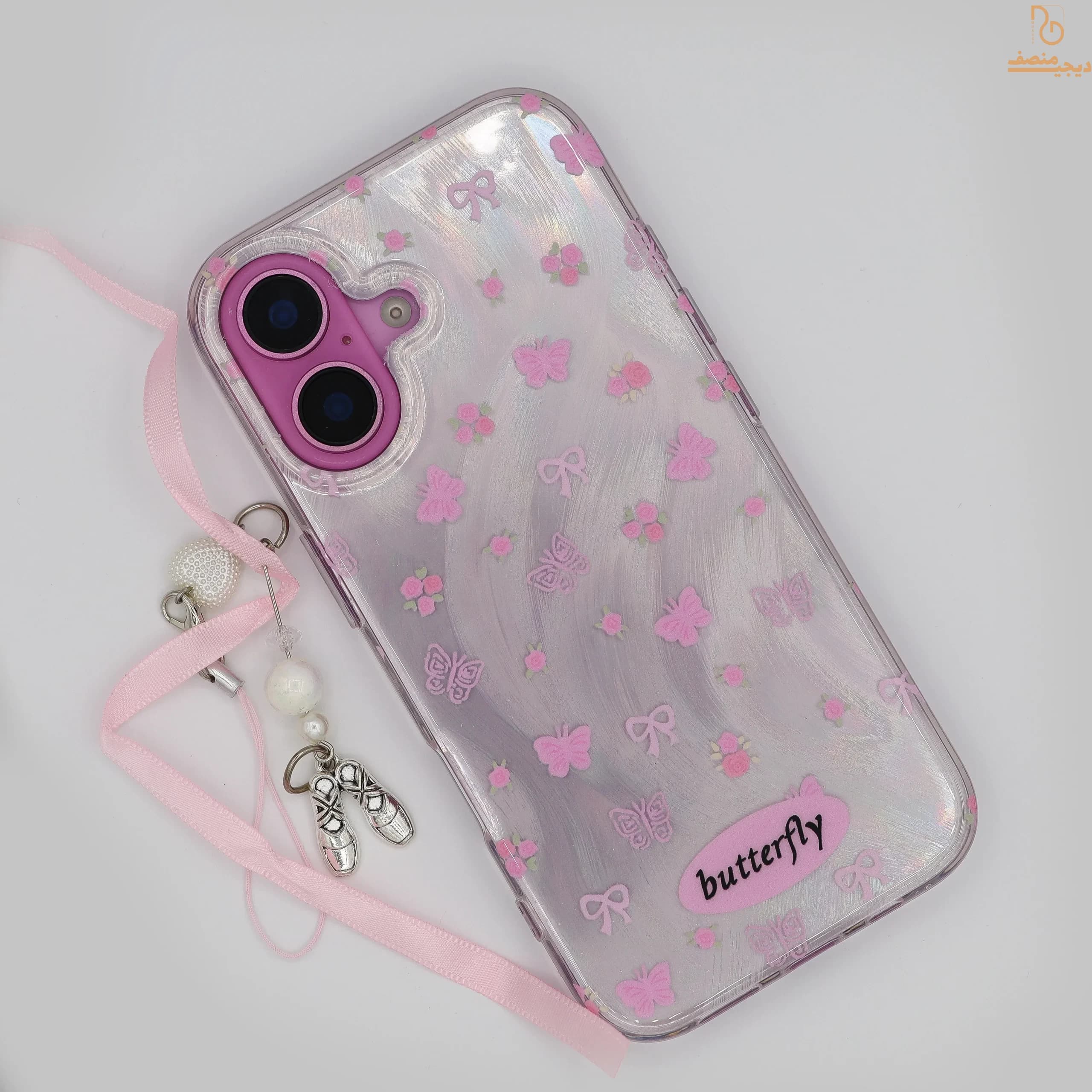 قاب آیفون طرح butterfly به همراه آویز کفش باله — تصویر ۶