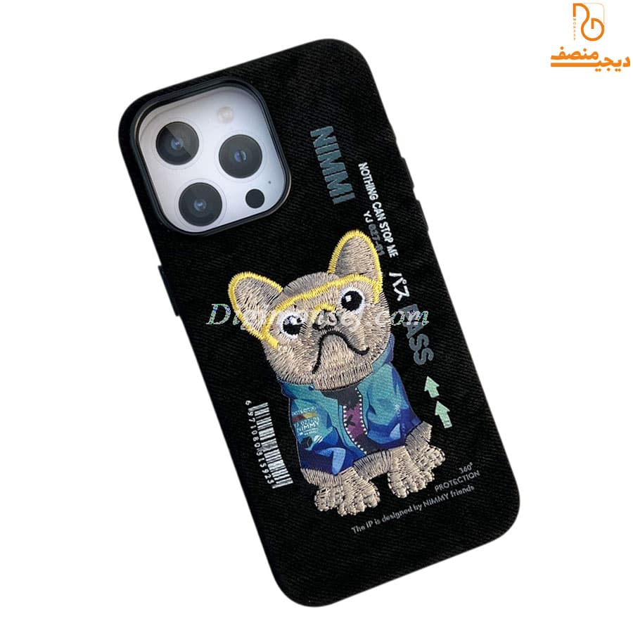 قاب طرح نیمی (nimmy) سگ گلدوزی شده مناسب برای گوشی آیفون – Iphone 14 pro max