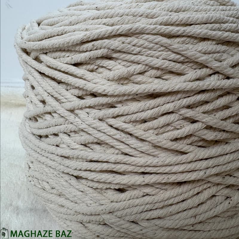 نخ مکرومه رنگ شیری 3و4 میل 250 گرمی — تصویر ۶