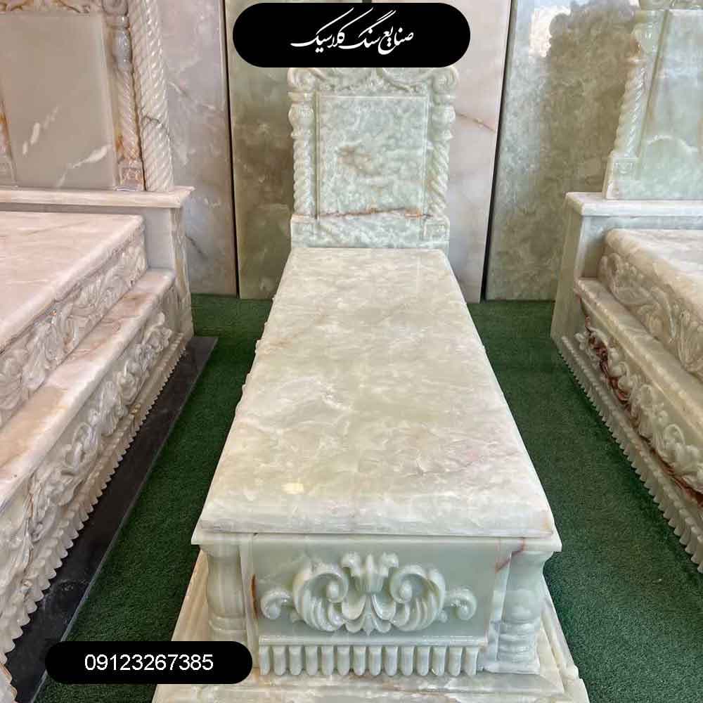 سنگ مزار مرمر سبز آذرشهر ضخامت 6 سانتی ارتفاع 50 سانت کلاف مرمر 6 سانتی شمش کد 319