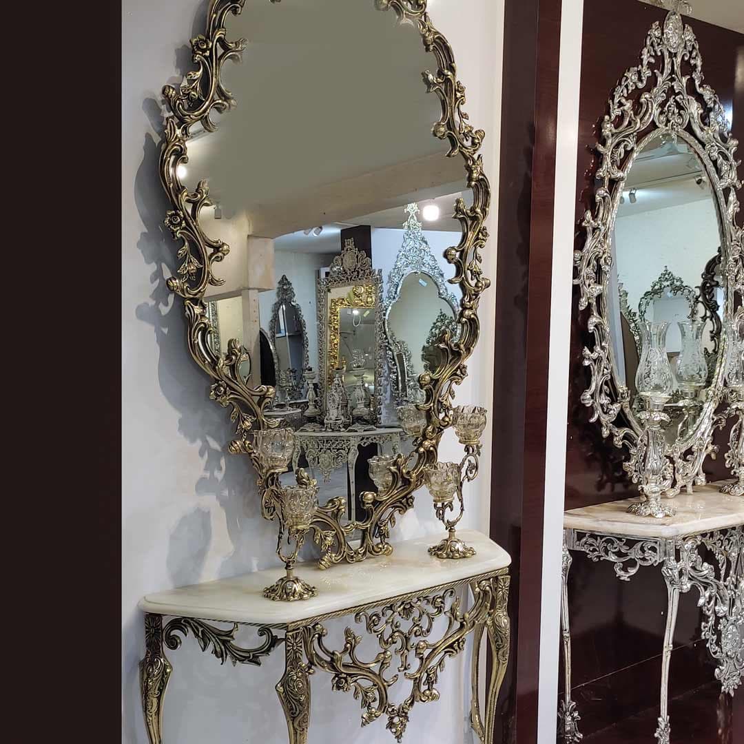 آینه کنسول مدرن برنجی کیهان – کد 27 — تصویر ۲