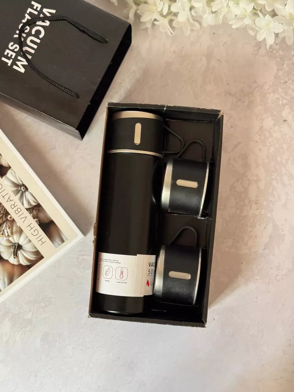 فلاسک سه کاپ استیل304 500 میلی لیتری — تصویر ۳