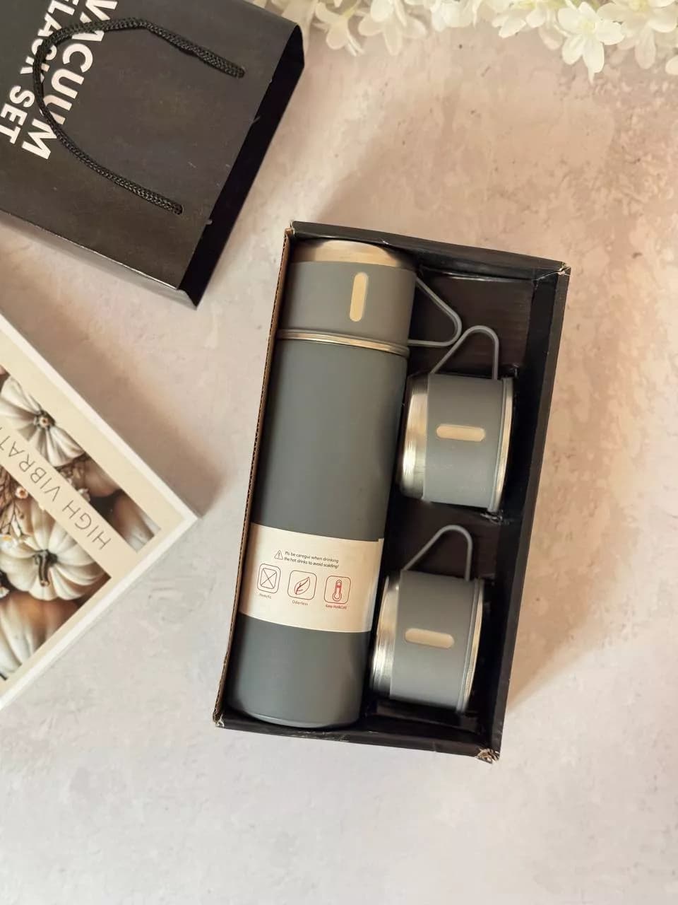 فلاسک سه کاپ استیل304 500 میلی لیتری — تصویر ۲