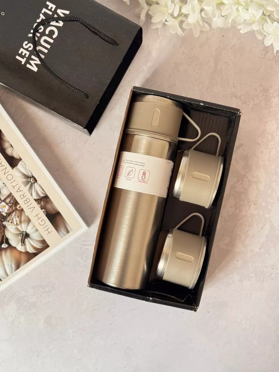 فلاسک سه کاپ استیل304 500 میلی لیتری — تصویر ۵