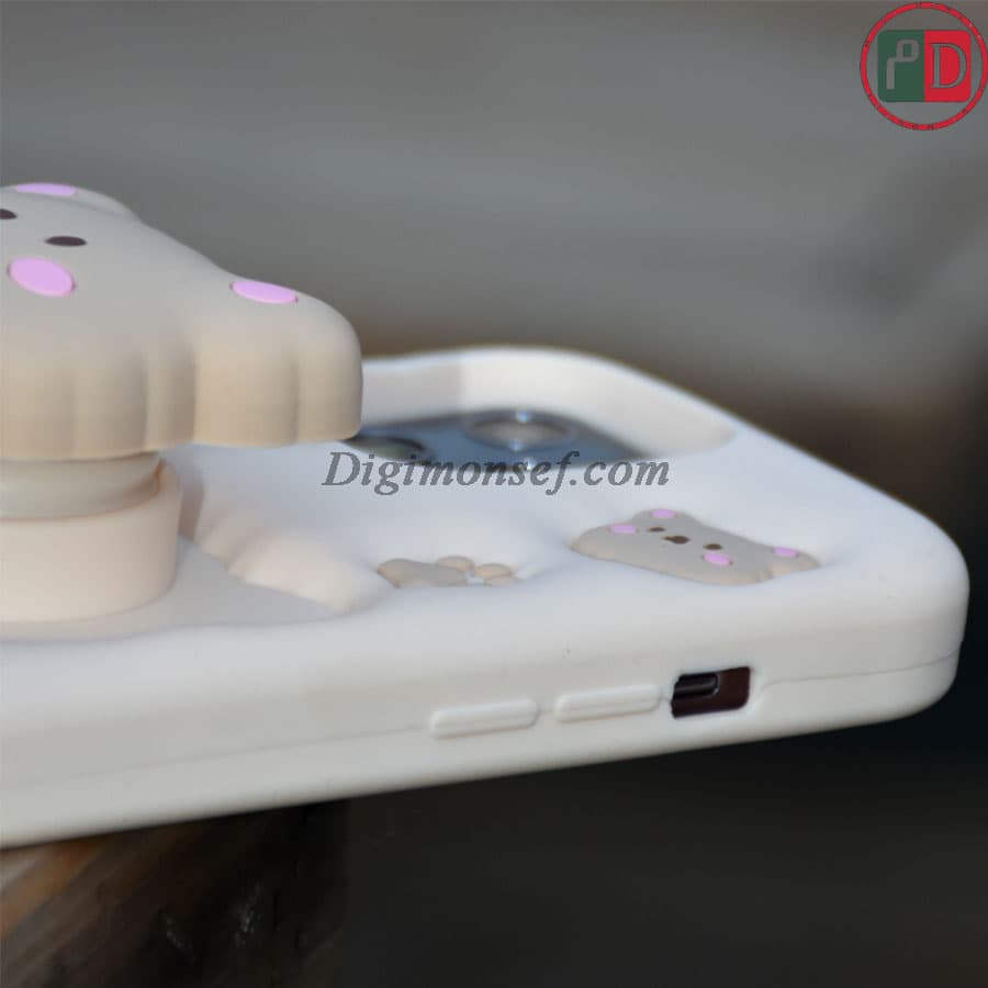قاب سیلیکونی پاپ سوکتی (استند شو) عروسکی خرسی مناسب برای گوشی آیفون – Iphone 13 pro max — تصویر ۵