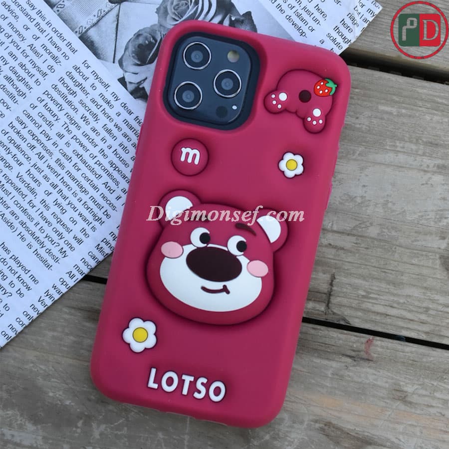 قاب سیلیکونی پاپ سوکتی (استند شو) عروسکی مدل Lotso مناسب برای گوشی آیفون – Iphone 15 pro max