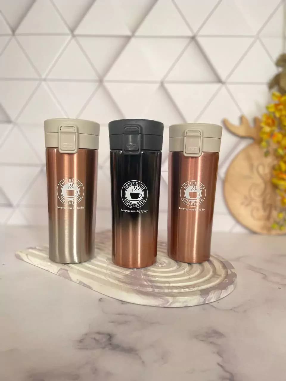تراول ماگ دو قفله استیل 304 دوجداره 500 میلی لیتر COFFEE CUP