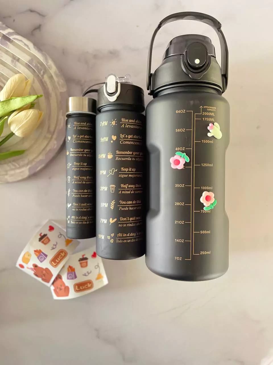 قمقمه 3 قلو رنگ مشکی — تصویر ۵