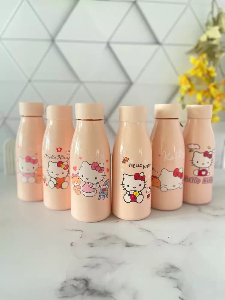 بطری آب شیشه ای طرح کیتی 400 میلی لیتری