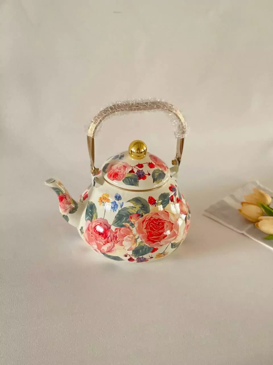 کتری لعابی طرح گل — تصویر ۲
