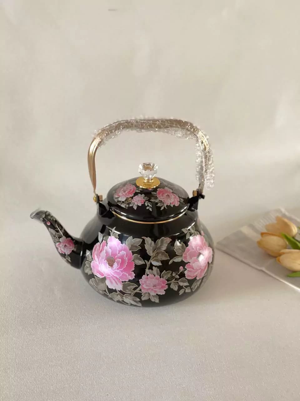 کتری لعابی طرح گل — تصویر ۵